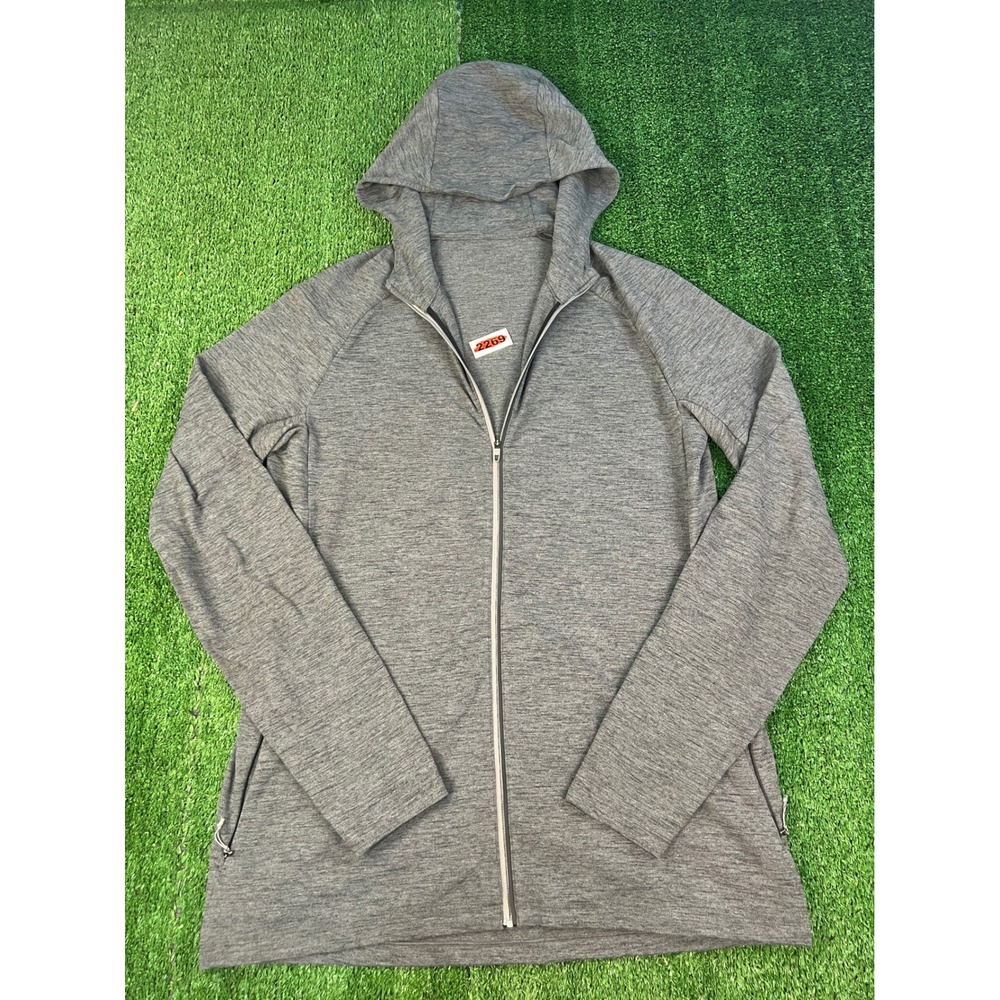 Lululemon Womens Heathered Grey Full Zip Hoodie Raglan Sleeve LM3EYGS.0 Size L